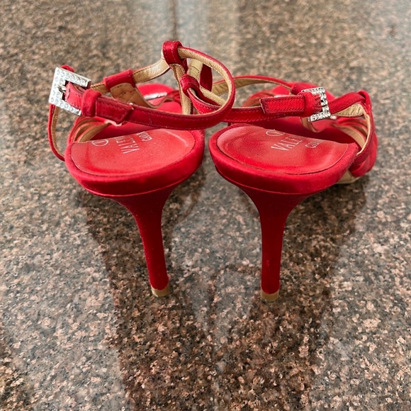 VALENTINO GARAVANI LADIES RED SILVER CRYSTAL HEEL SANDAL-9.5-WEDDING-PARTY-PROM - Picture 5 of 14